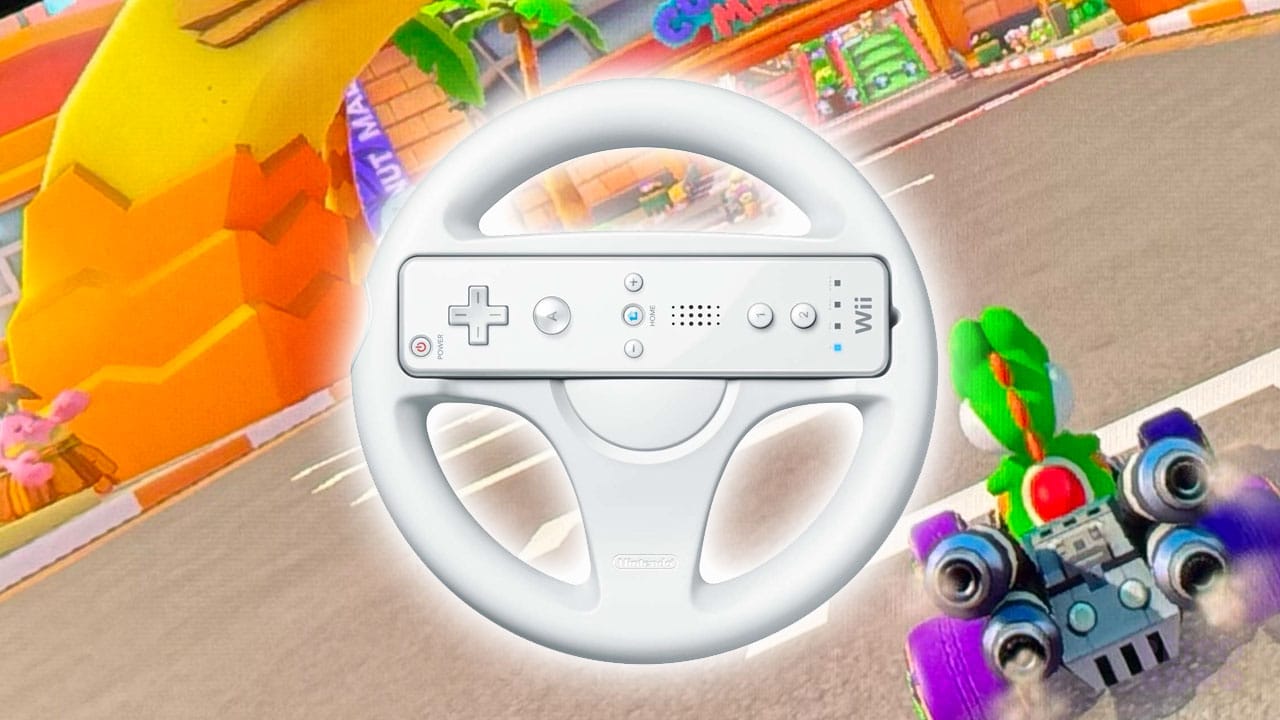 Wii Wheel on a Nintendo course