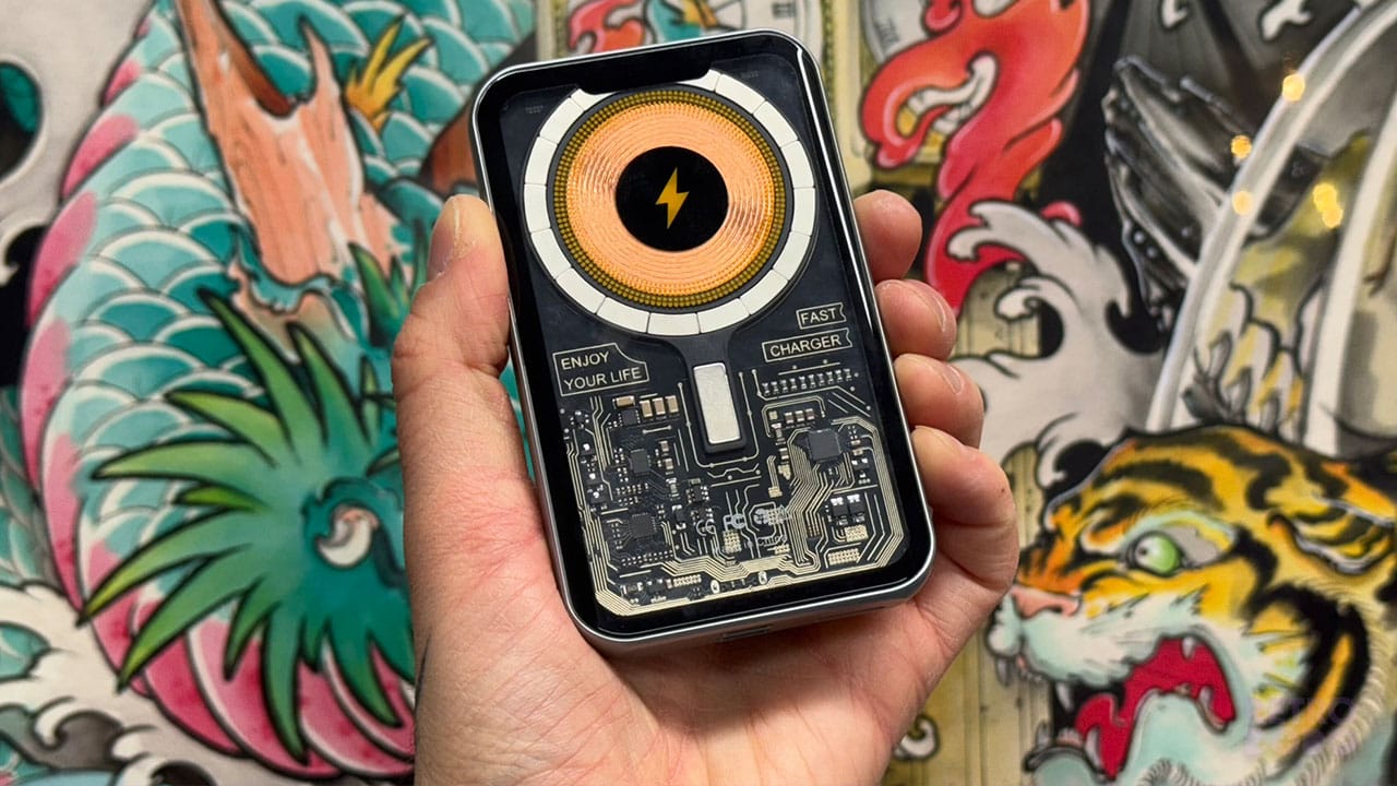 Seb holding a wireless magnetic charger
