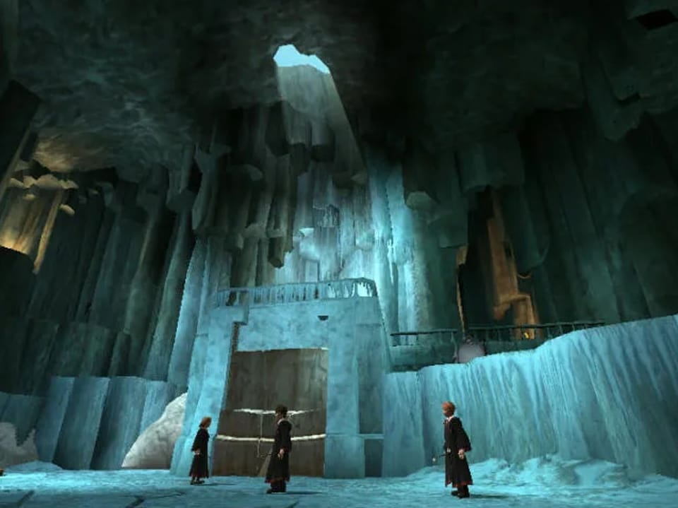 Harry, Ron, & Hermione in an icy room