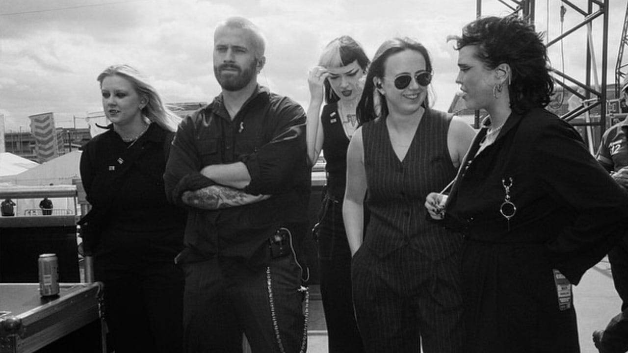 Crawlers preparing to go on stage at Reading Festival