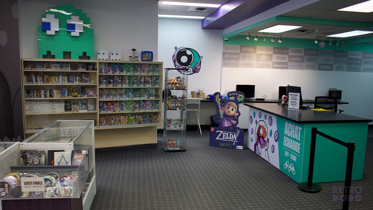 Green and purple branded desks and cabinets in Retro MTL