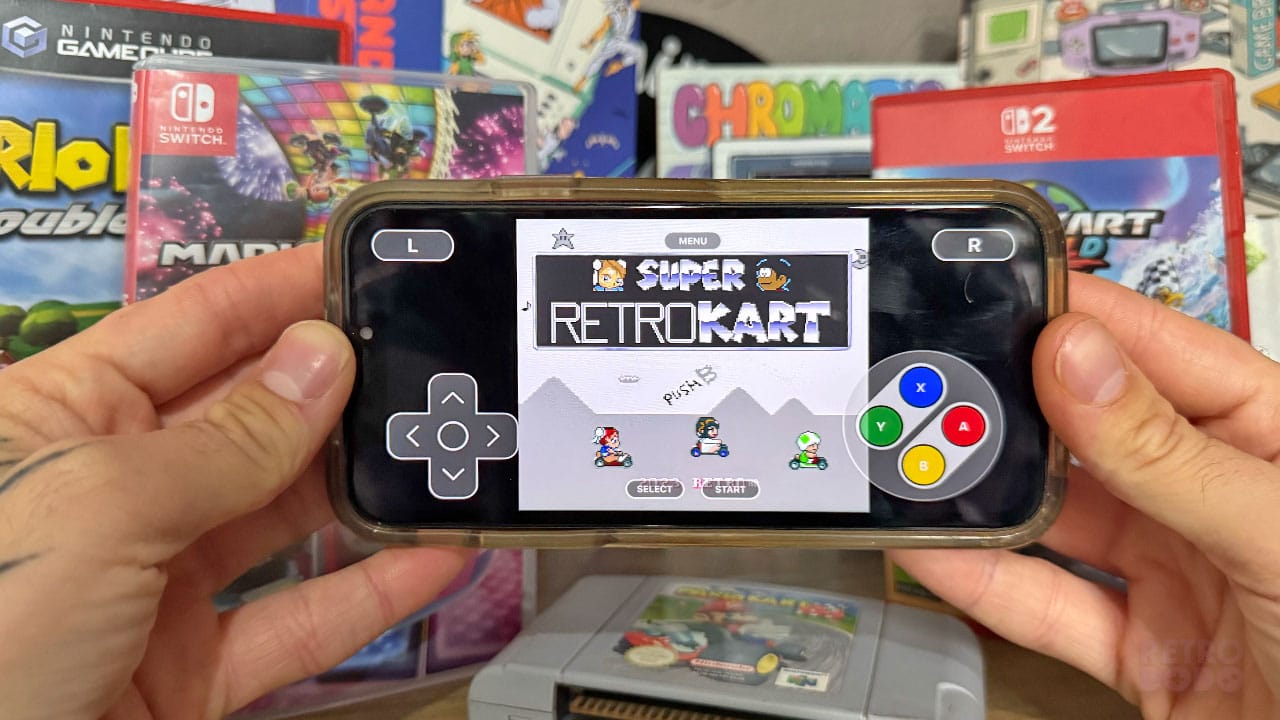 Home screen for Super Retro Kart on Delta