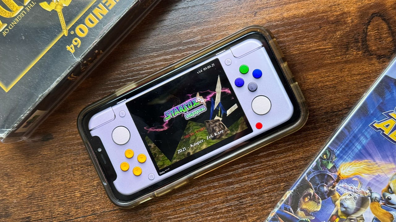 Star Fox 64 Survival on Seb's phone next to Ocarina of Time and Star Fox Adventures