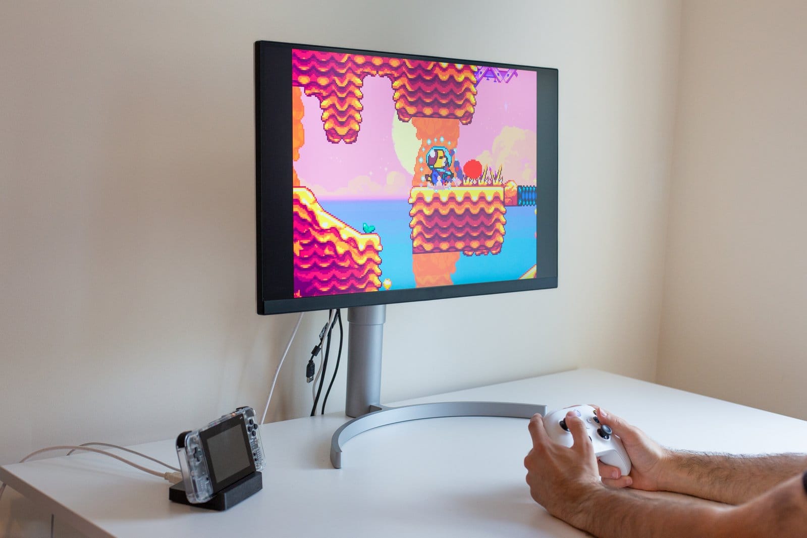 Game Bub hooked up to a TV