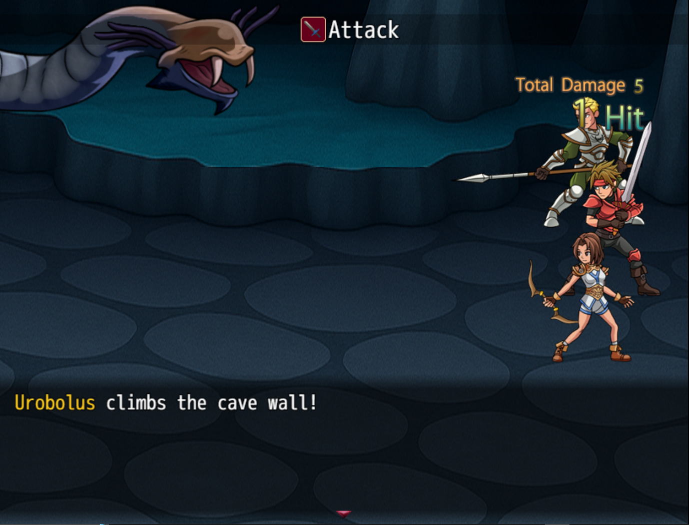 Urobolus climbs the cave wall