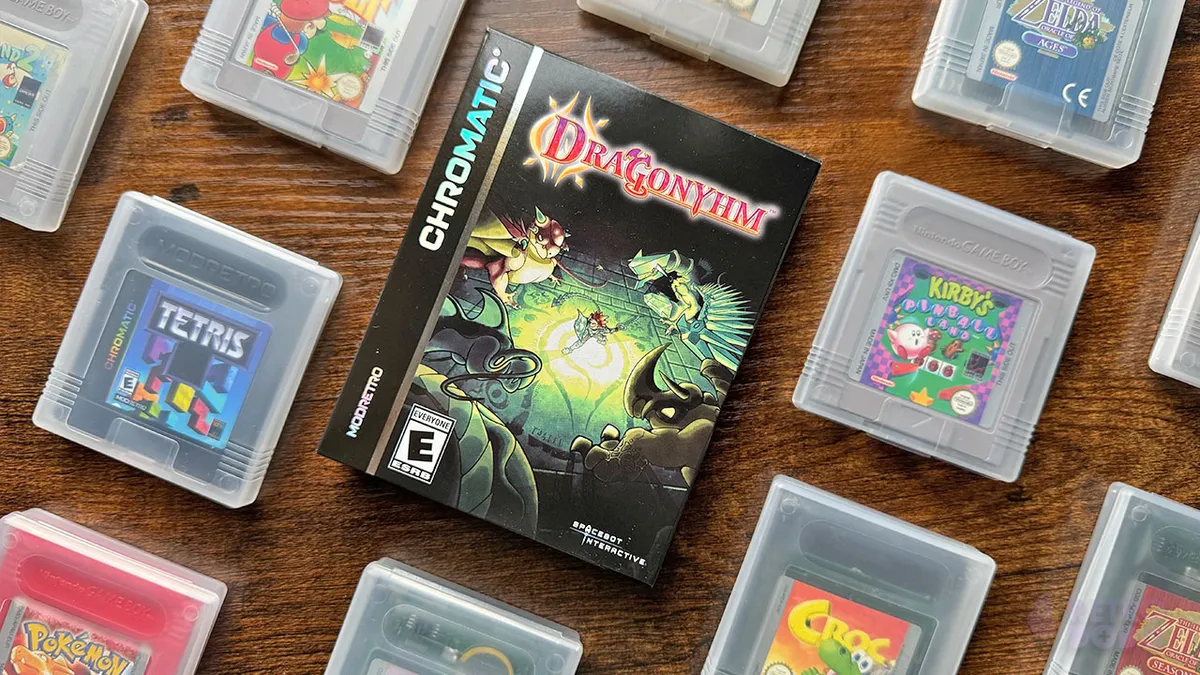 Dragonyhm Game box surrounded by Game Boy Games
