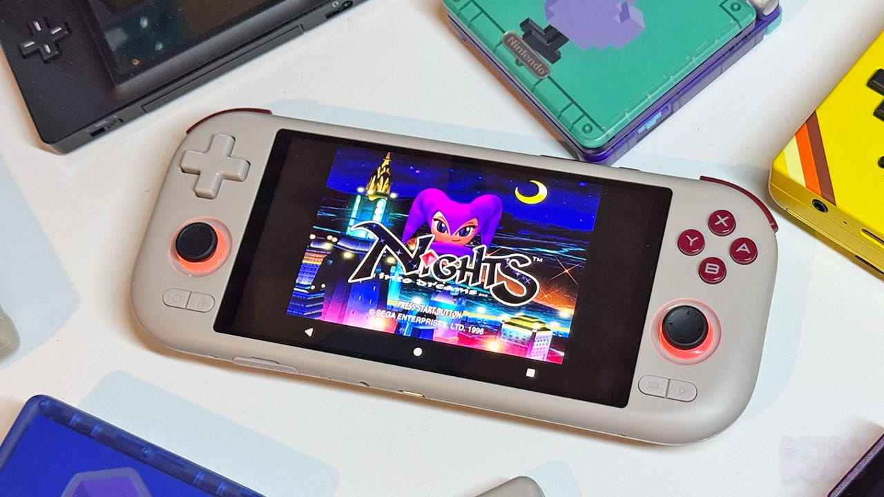 NIghts into Dreams on the MANGMI Air X with other handhelds surrounding it