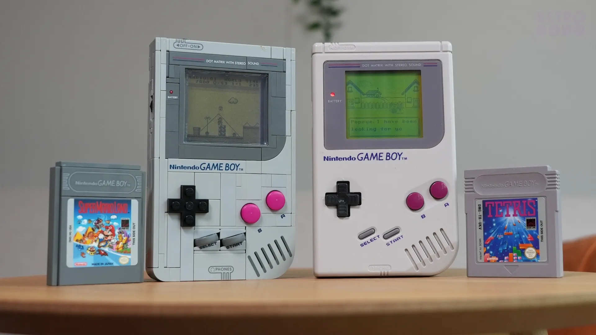 A LEGO Game Boy next to the original Game Boy DMG