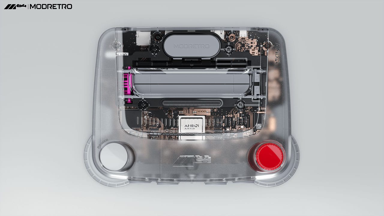 White ModRetro M64 Console viewed from above