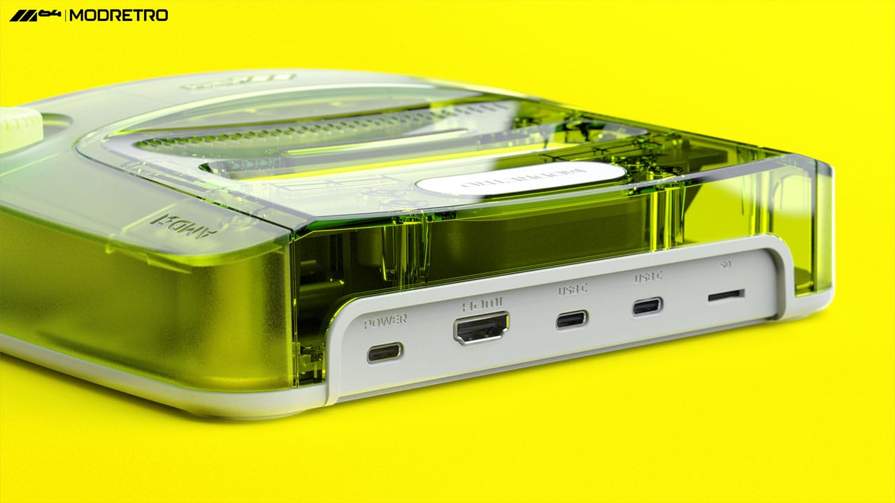 Back panel on the M64 Green console