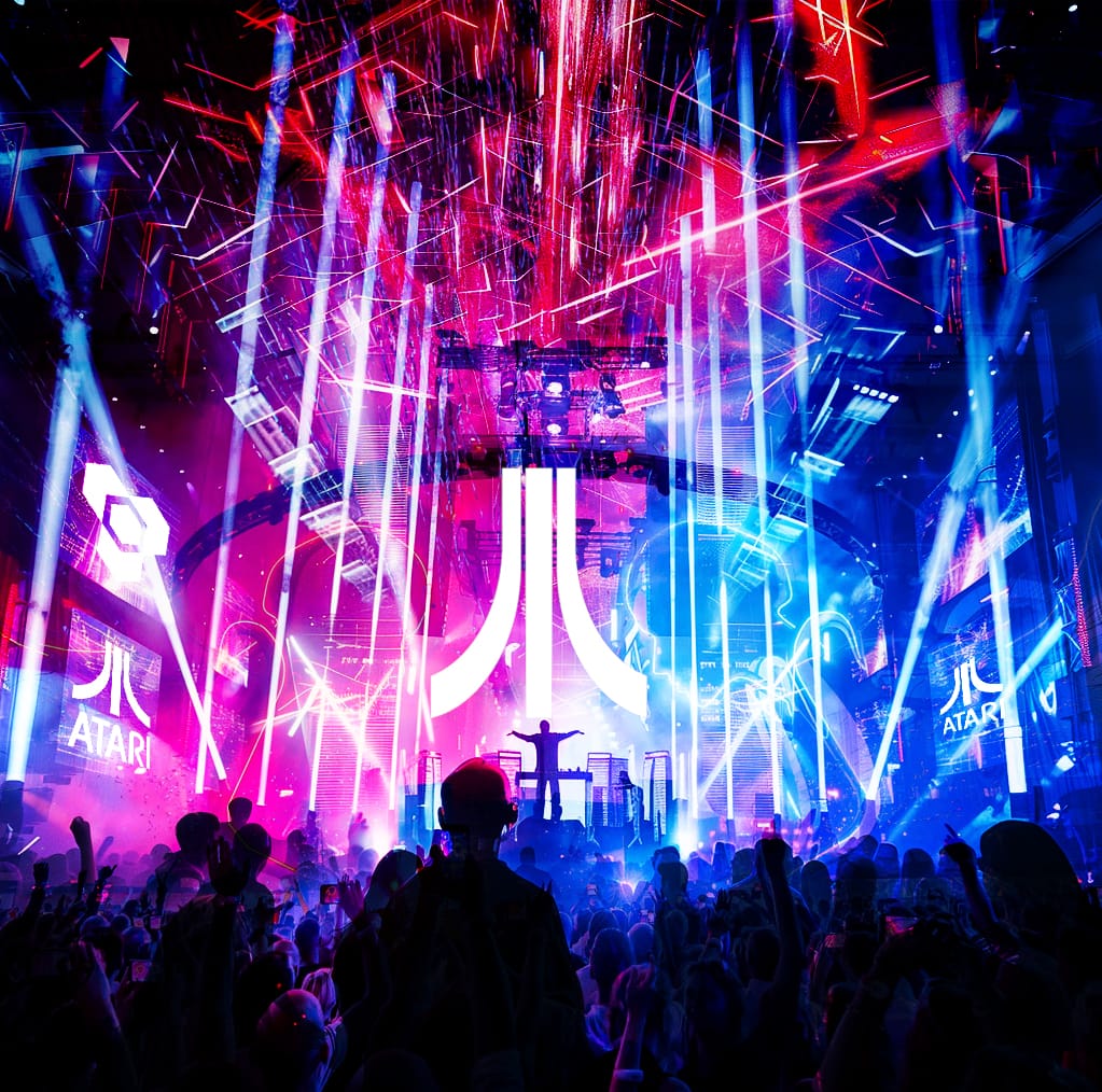 An Atari-themed concert venue design