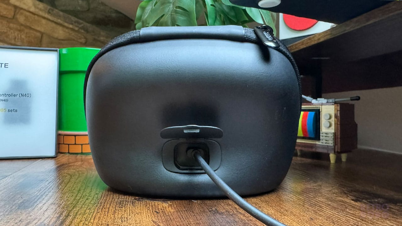 Charging wire in the back of a carry case