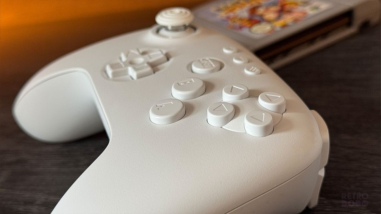 Close up of the C-buttons on the 8BtDo 64 controller