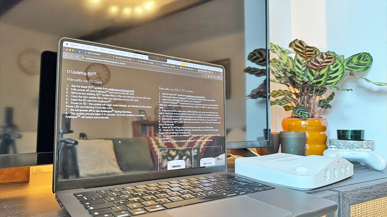Seb's laptop with updte instructions for the Analogue 3D