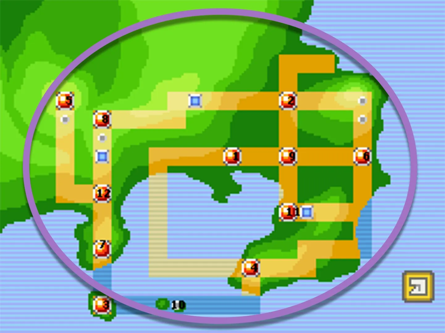 Circle over the entirey of the Kanto map