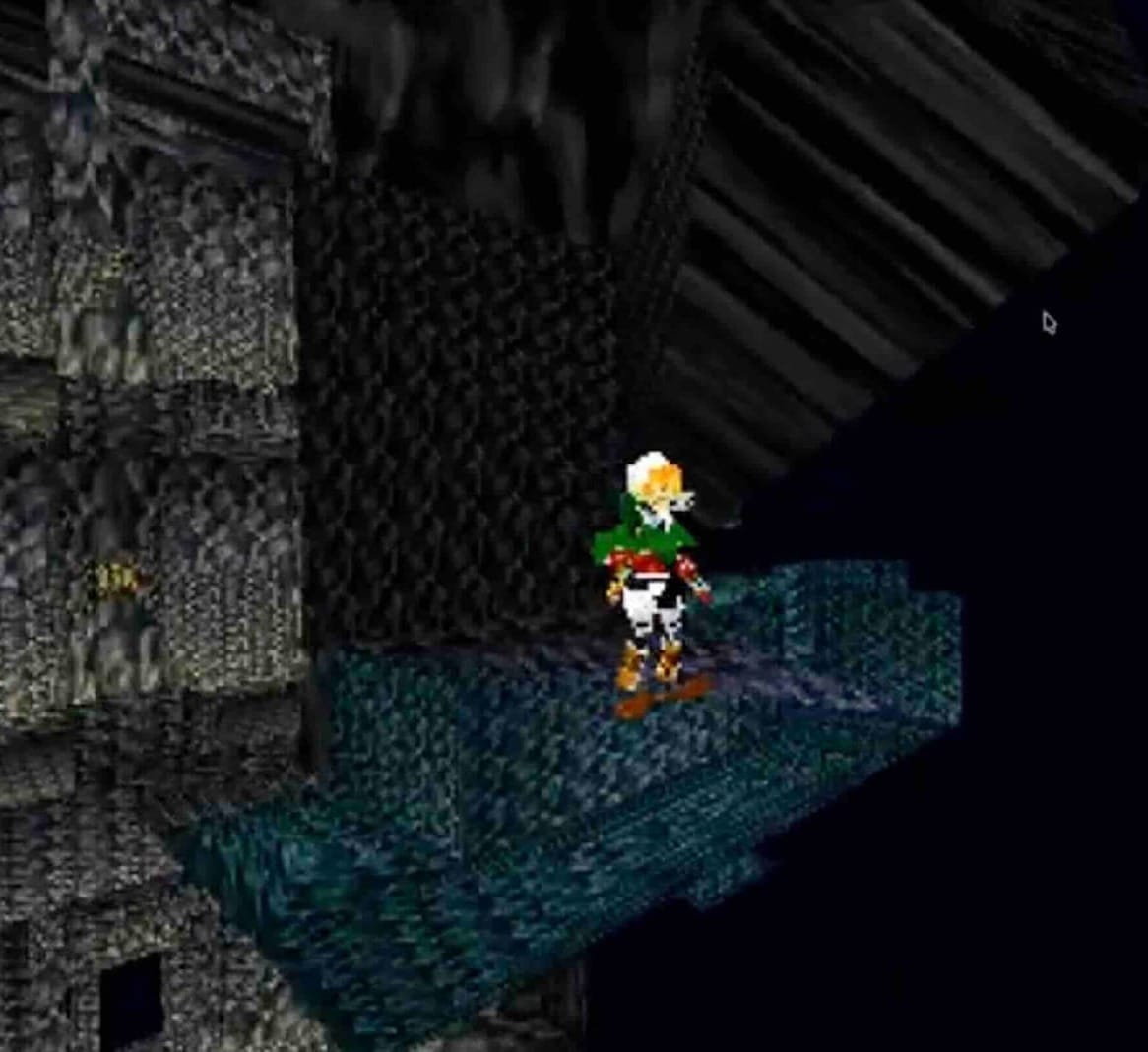Experimental footage of Link in the Water Temple on PS1