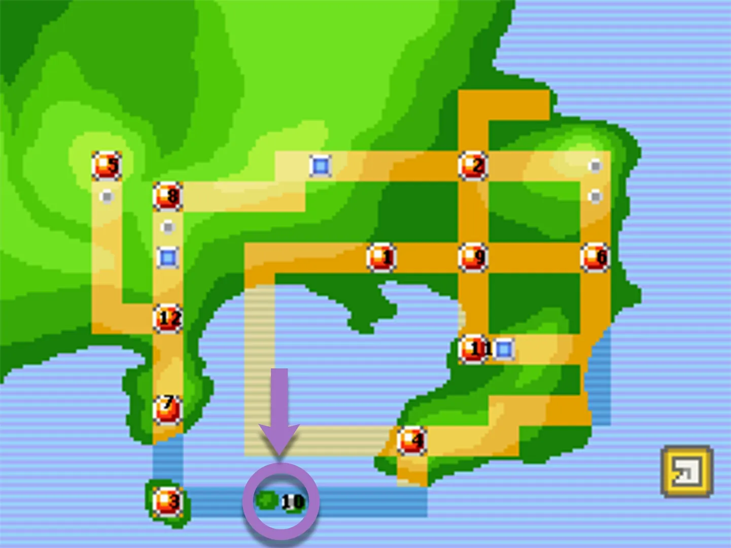 Articuno's location on the Kanto Map