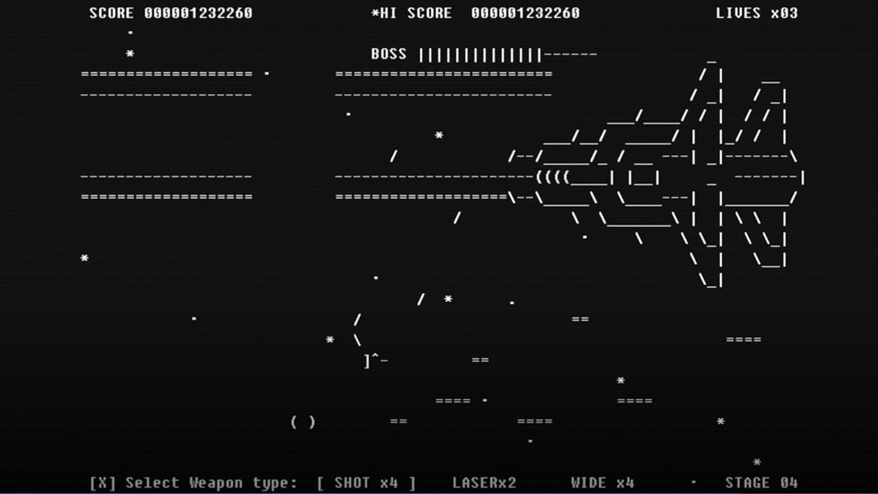 A Spaceship made out of symbols using ASCII