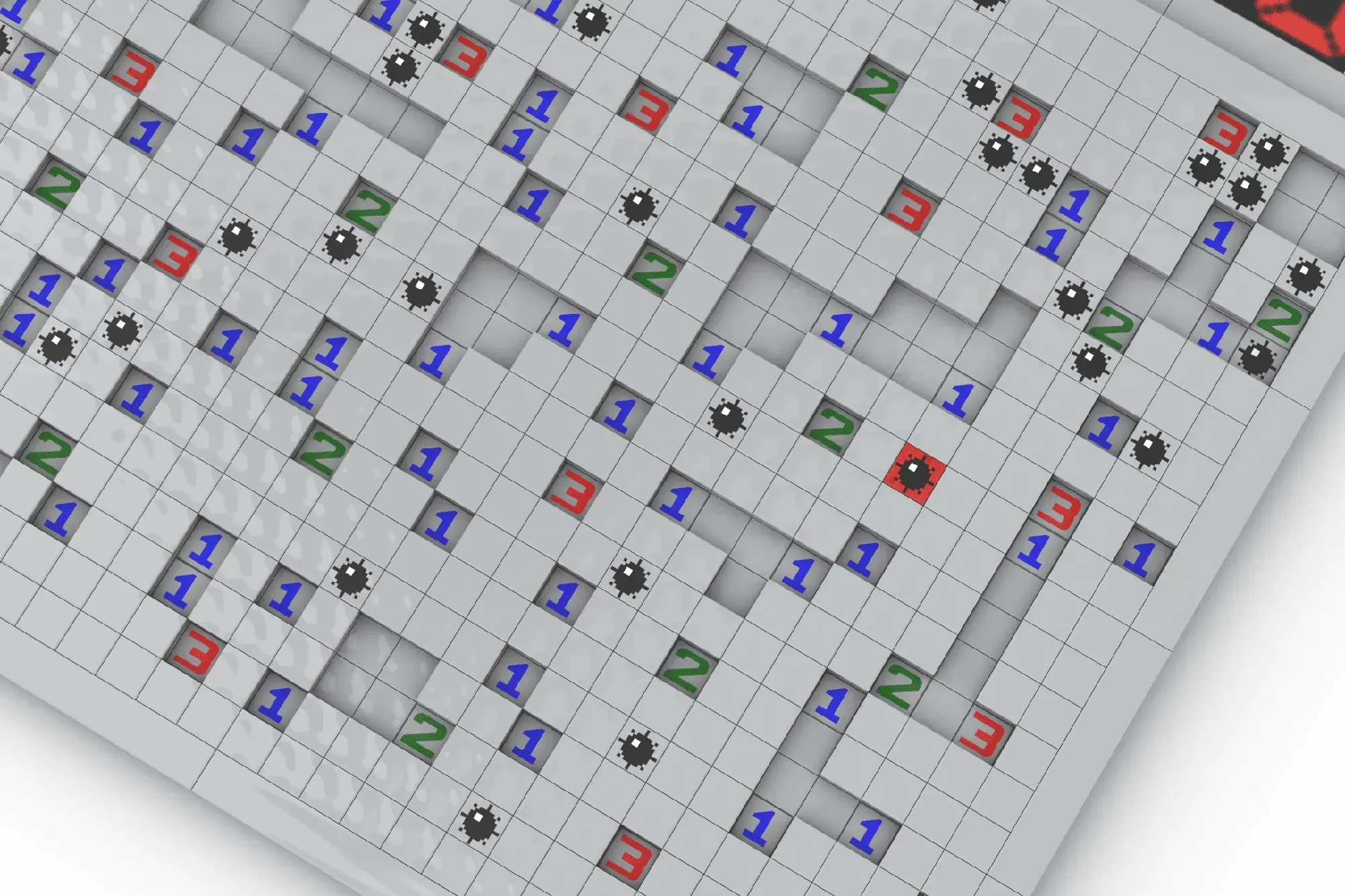 Mine stickers on the LEGO Minesweeper set