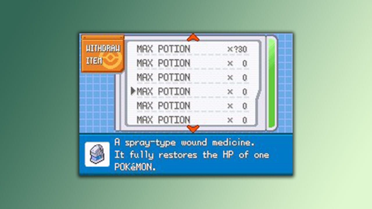 Image showing max potion items