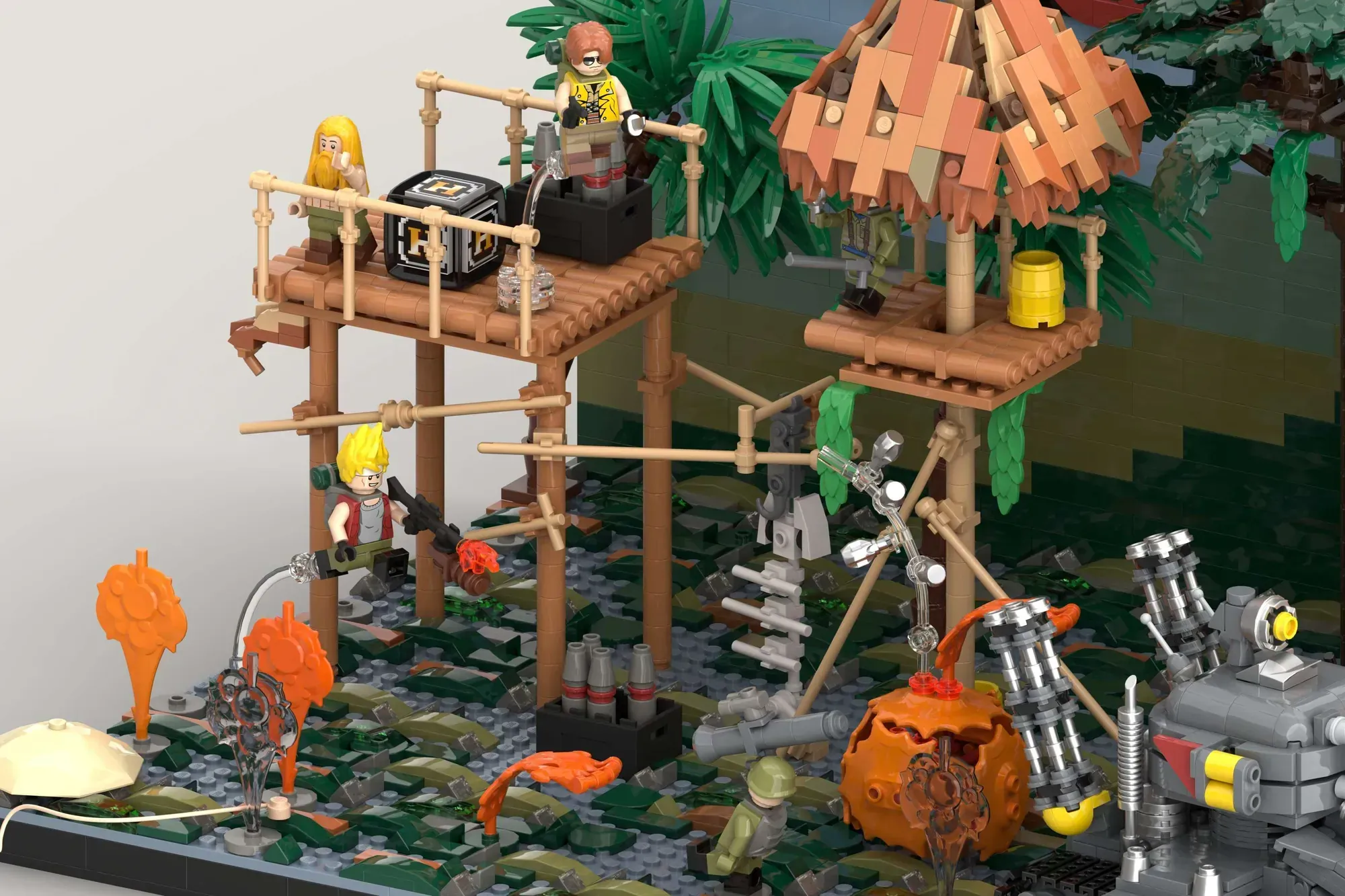 Close up of minifigures in the Metal Slug set