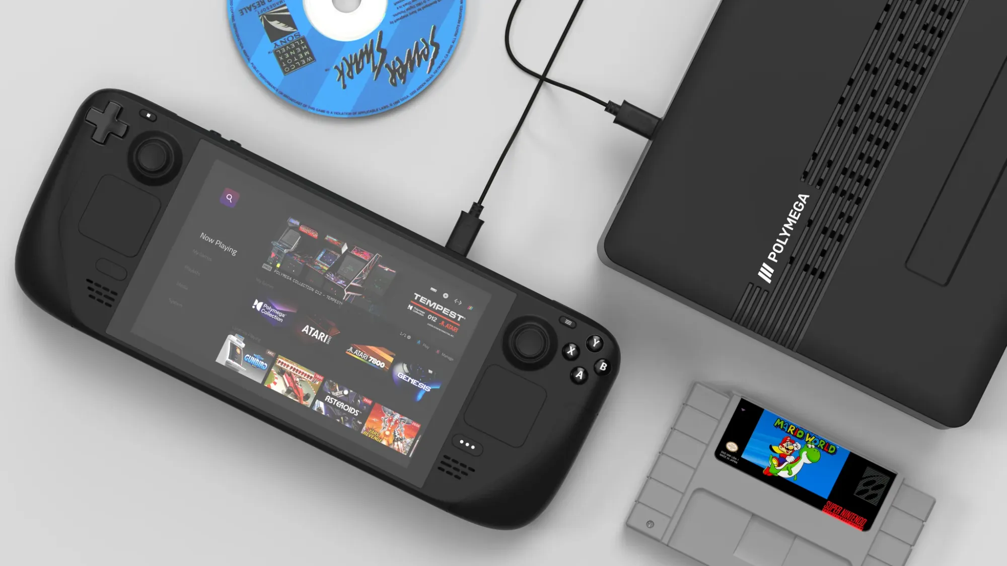 Steam Deck, Remix base unit, and two games