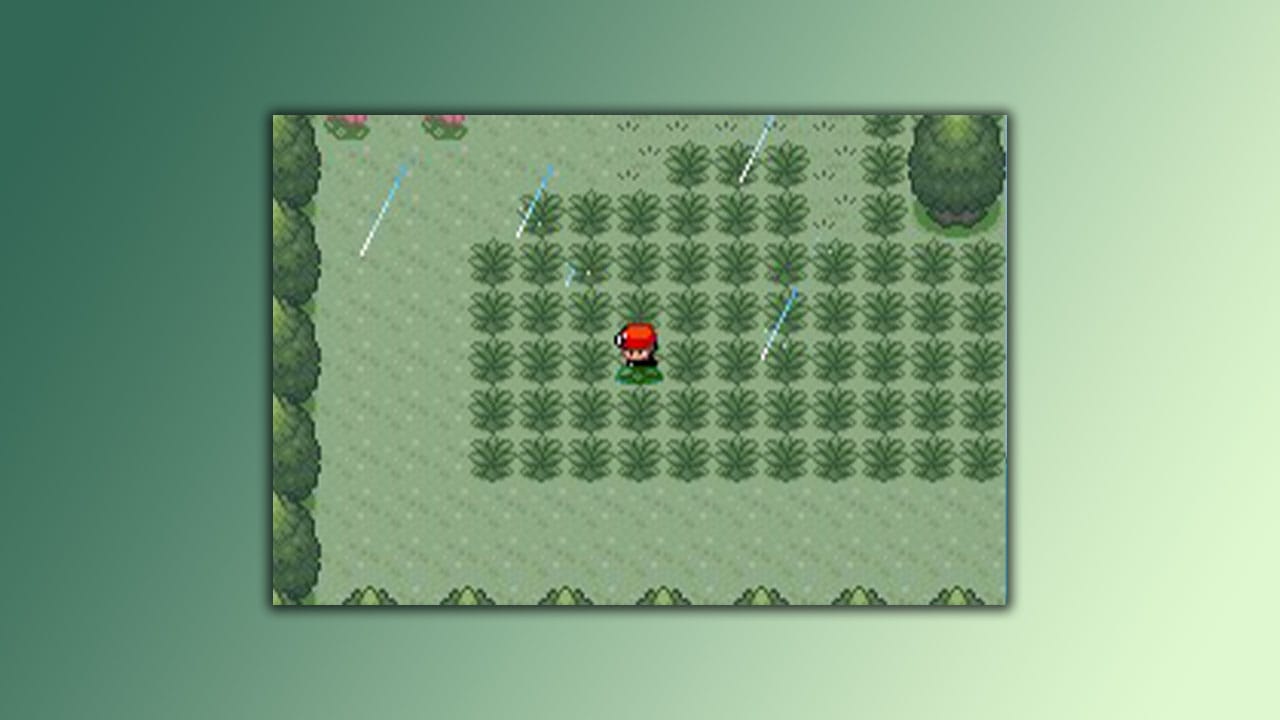Pokémon character walking through Grass