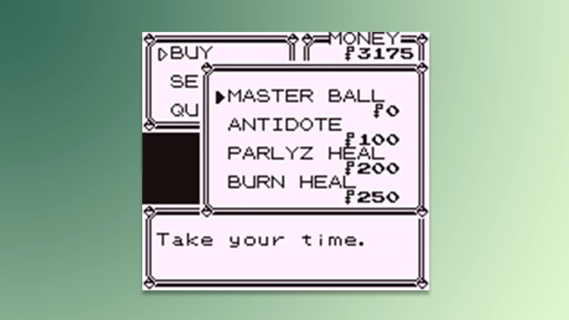 Pokémon Red Blue Master Ball Cheat