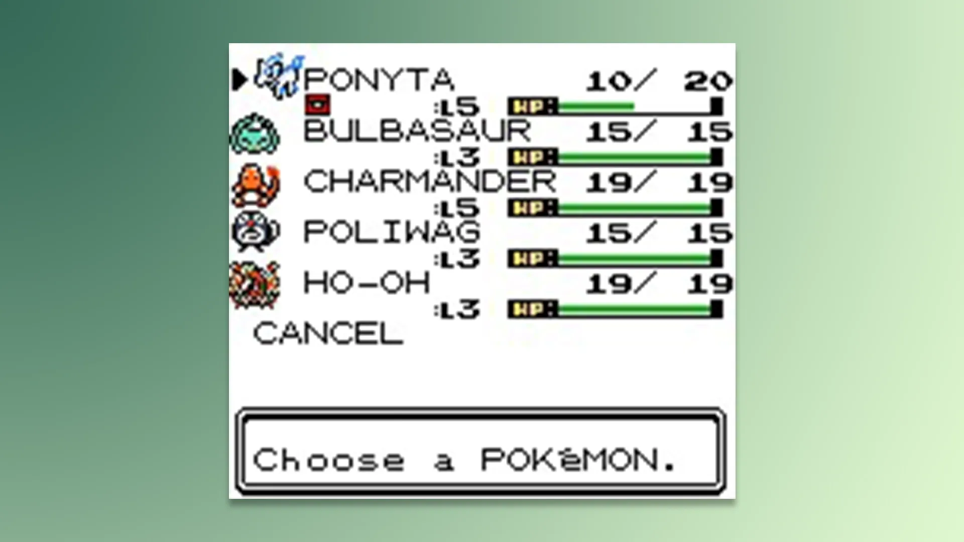 Shiny Party in Pokemon Crystal Clear