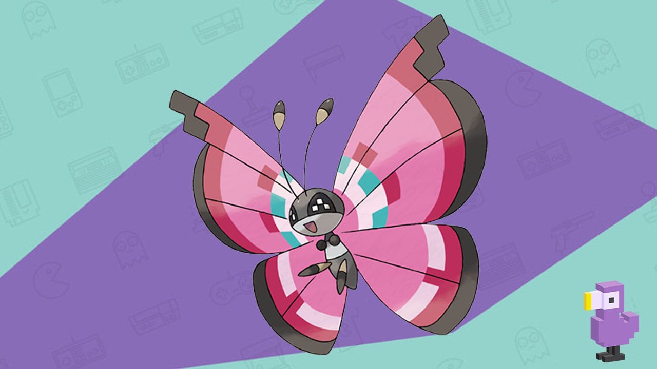 Vivillon - butterfly Pokemon with pink patterend wings