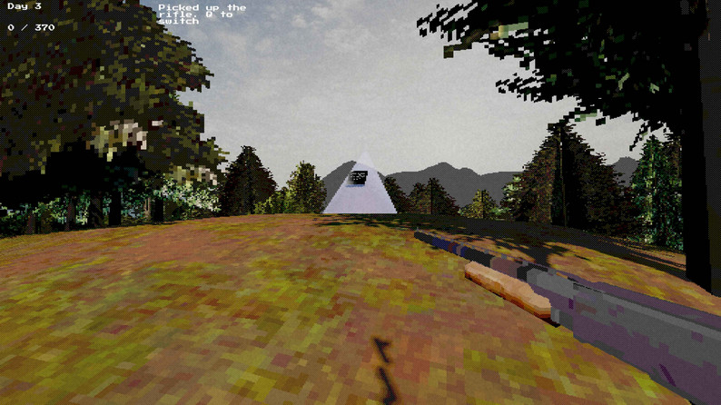 Rifle pointing at a strange object in a game
