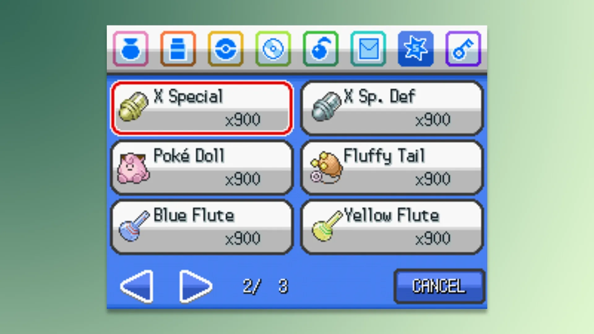 Pokémon Sacred Gold Storm Silver All Battle Item Cheats