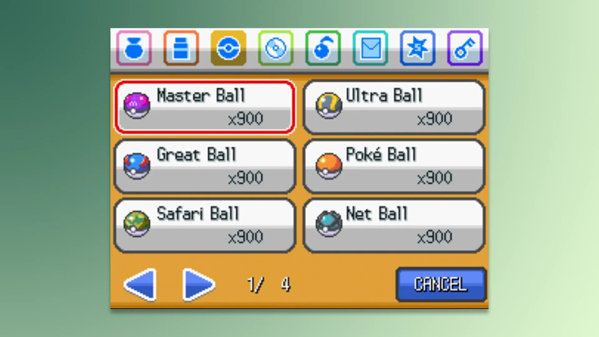 Pokémon Sacred Gold Storm Silver Pokeball Cheats