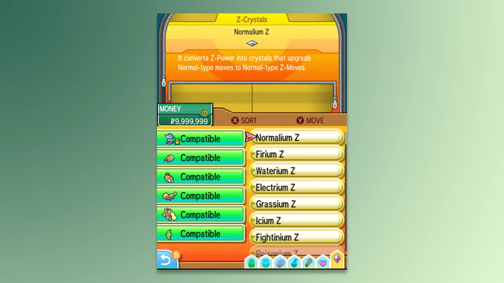 Pokémon Ultra Sun Z-Crystals Cheat