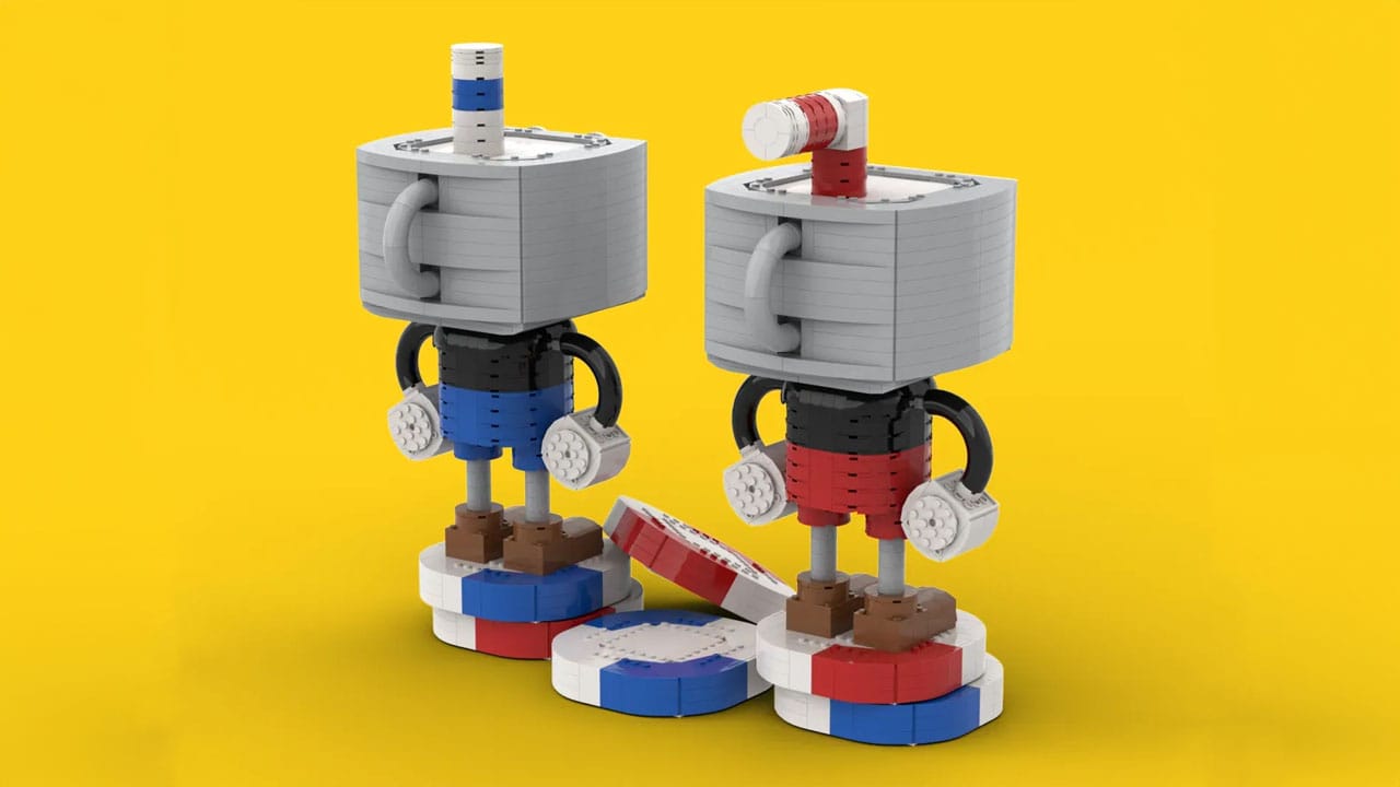 Reverse view of Cuphead and Mugman LEGO figures