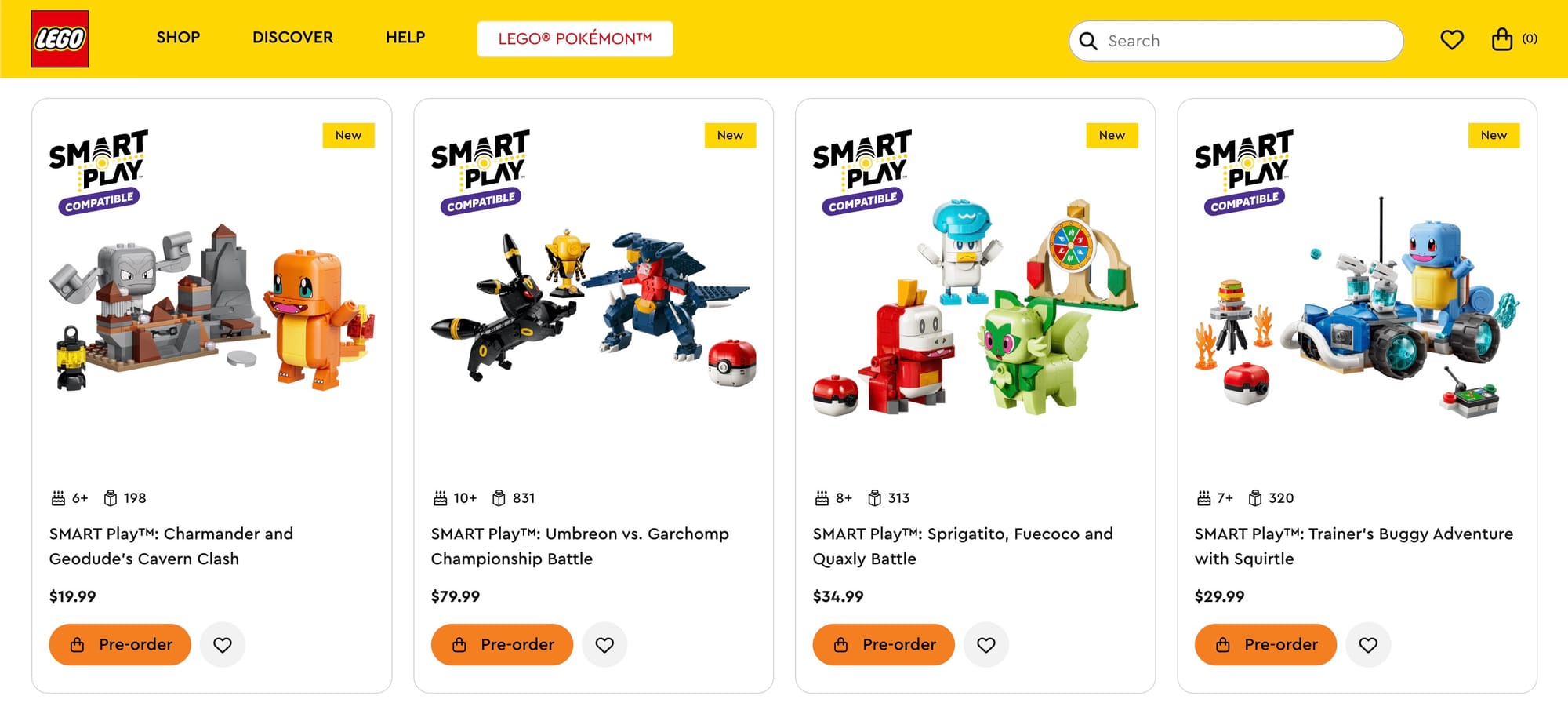 Four new Pokémon lego sets