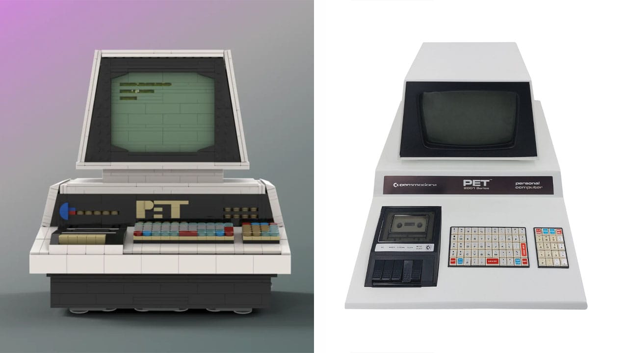 LEGO Commodore PET 2001 (left) and the actual computer (right)