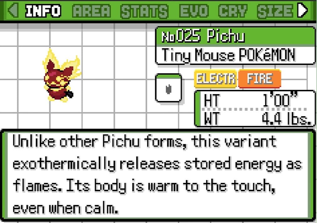 Alternate Pichu fire form