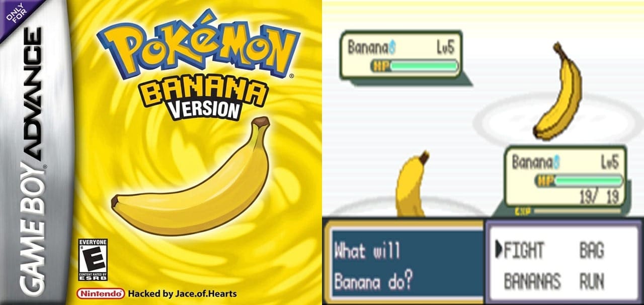Pokémon Banana (left) and Bananas fighting (right)