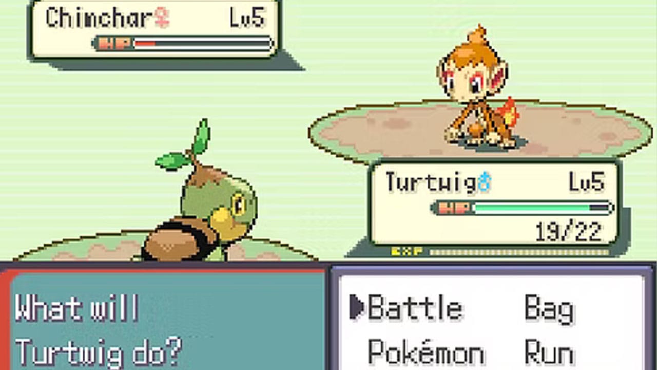 Chimchar vs Turtwig in GBA graphics