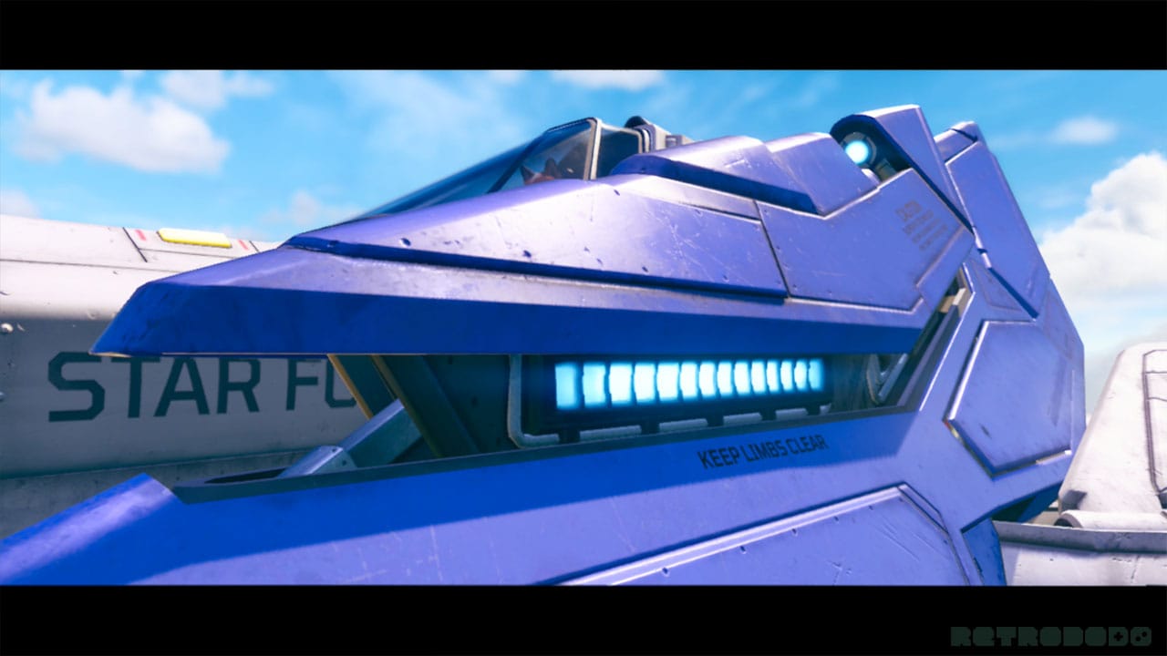 Close up of an Arwing on Star Fox