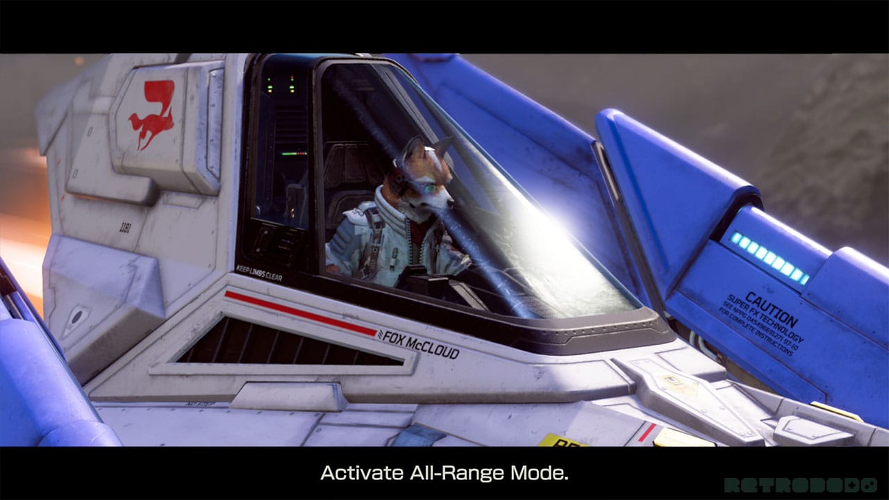 Close up of Fox McCloud in his cockpit