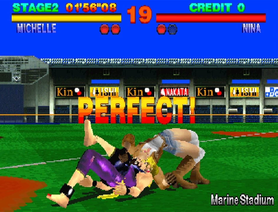 Two Tekken fighters battling in Marine Stadium