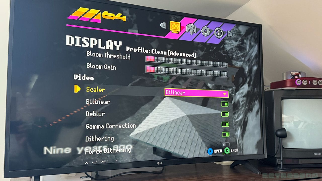 Experimental custom settings, with Video Scaler highlighted