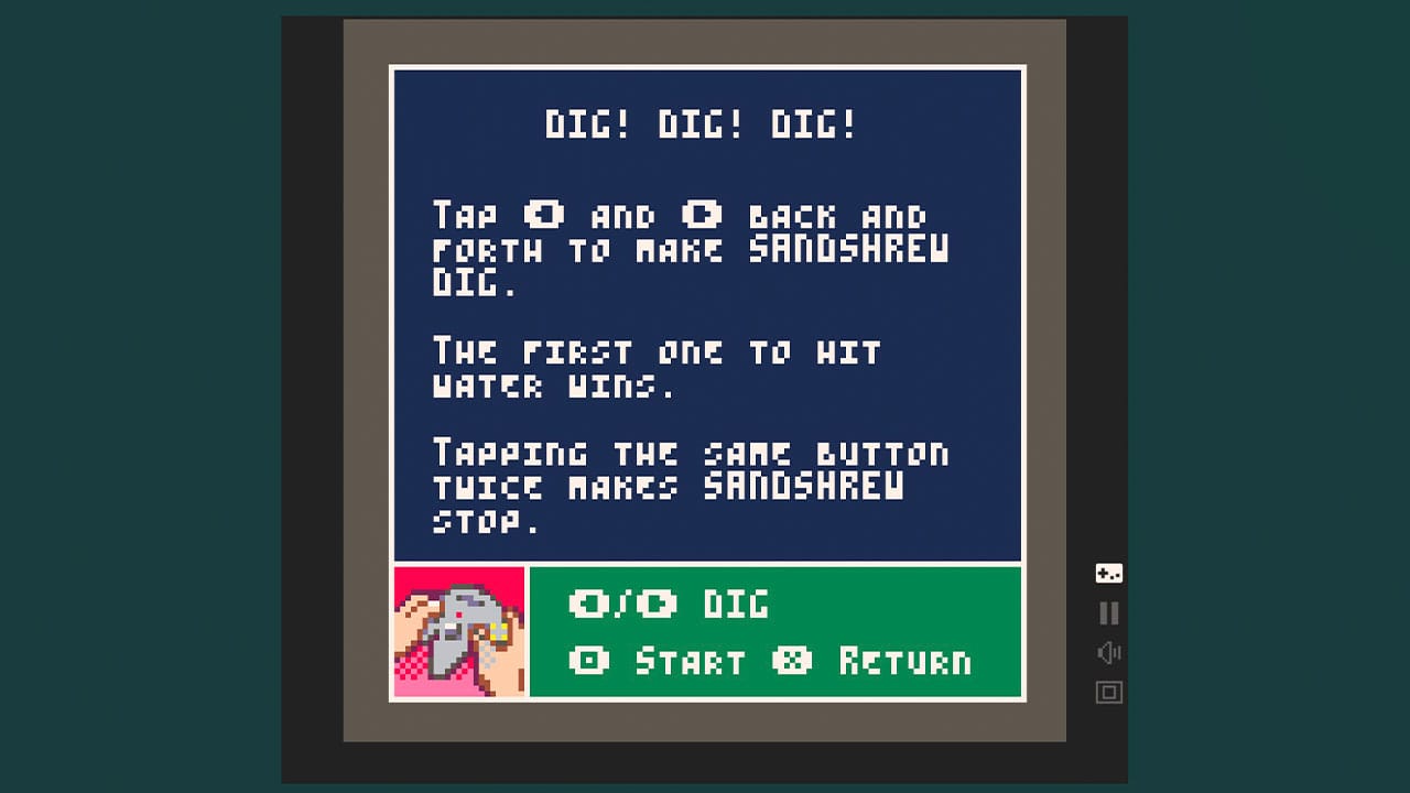 controls screen for Dig Dig Dig game