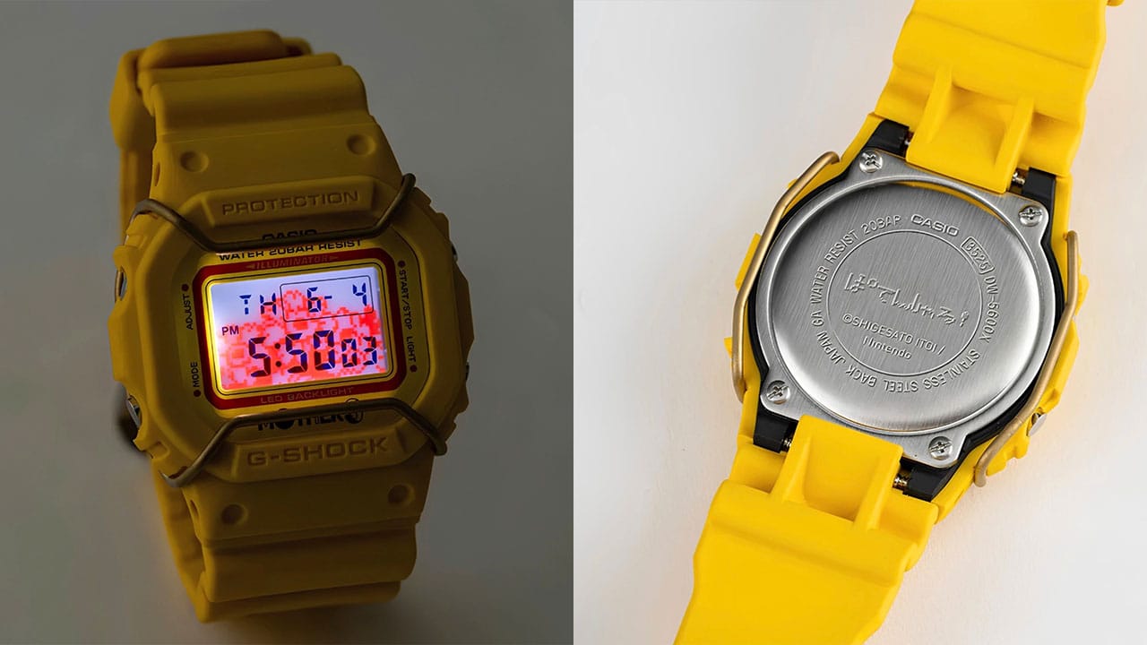 Night light on the watch (left) and backplate engraving (right)