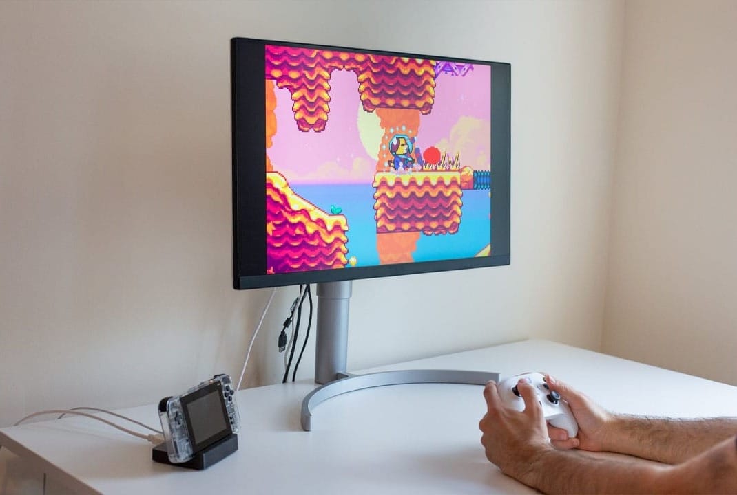 Game Bub hooked up to a monitor
