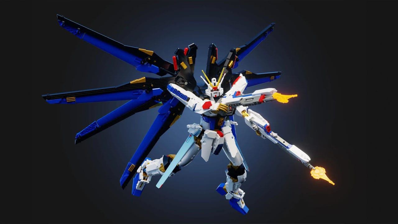 Gundam figure firing weapons