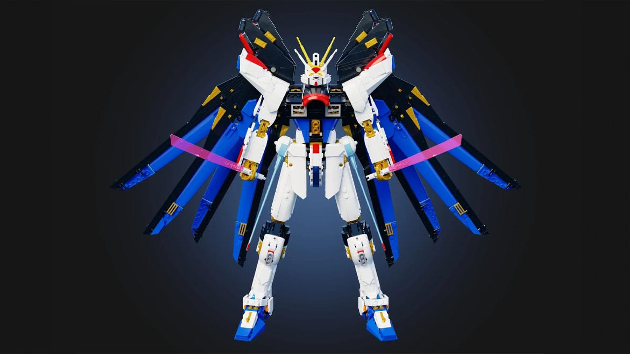 Gundam figure with dual swords