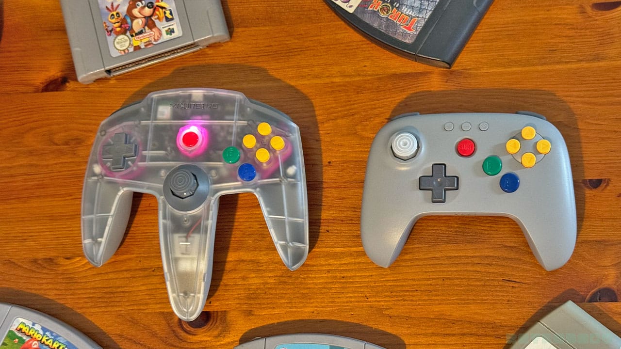 M64 remote next to the 8BitDo remote